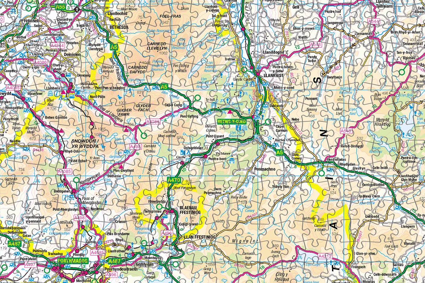 Snowdonia Map 1000 Piece Jigsaw - Pieceful Maps – piecefulmaps